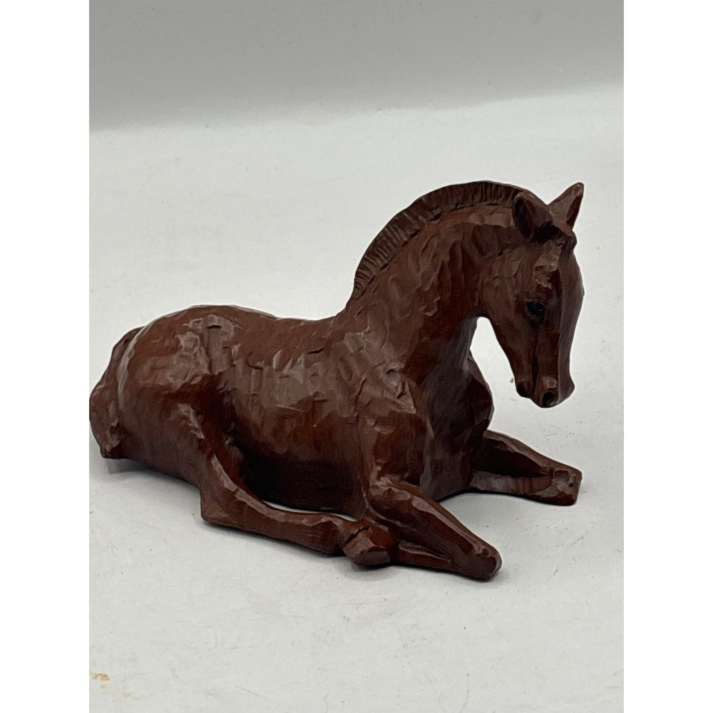 VINTAGE HORSE FIGURINE RED MILL MFG USA PECAN SHELL CARVED DESIGN FARM WESTERN